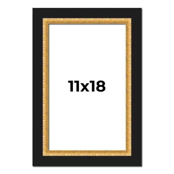 11x18 Frame Gold Real Wood Picture Frame Width 2.25 Inches | Interior Frame Depth 0.5 Inches |