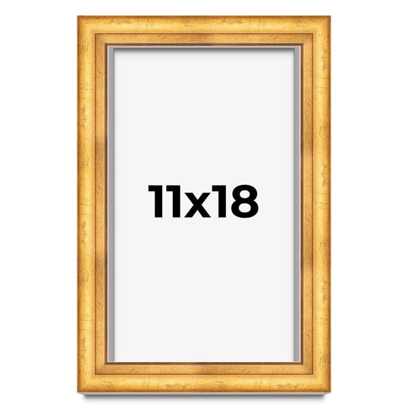 11x18 Shadow Box Frame Gold | 1.75 Inches Deep Real Wood Traditional Shadowbox Display Frame | UV
