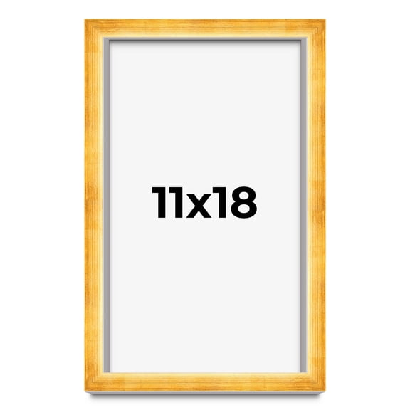 11x18 Shadow Box Frame Gold | 1.625 Inches Deep Real Wood Traditional Shadowbox Display Frame | UV