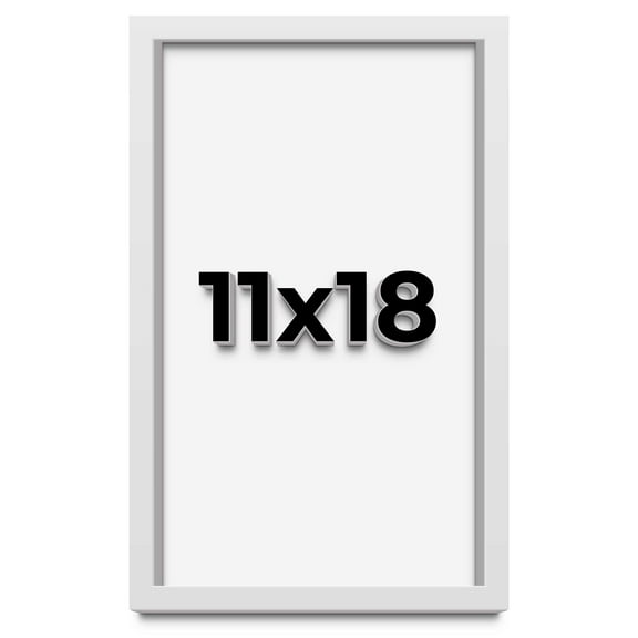 11x18 Shadow Box Frame White | 1 Inches Deep Real Wood Contemporary Shadowbox Display Frame | UV