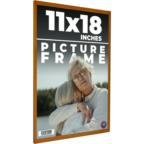 11x18 Slim Profile Brown Picture Frame - UV Acrylic, Foam Board Backing, Hanging Hardware