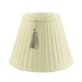 thumbnail image 1 of 11x18x13.5 Empire BoxPleat Tassel Lamp Shade, Eggshell Shantung Fabric, 1 of 5