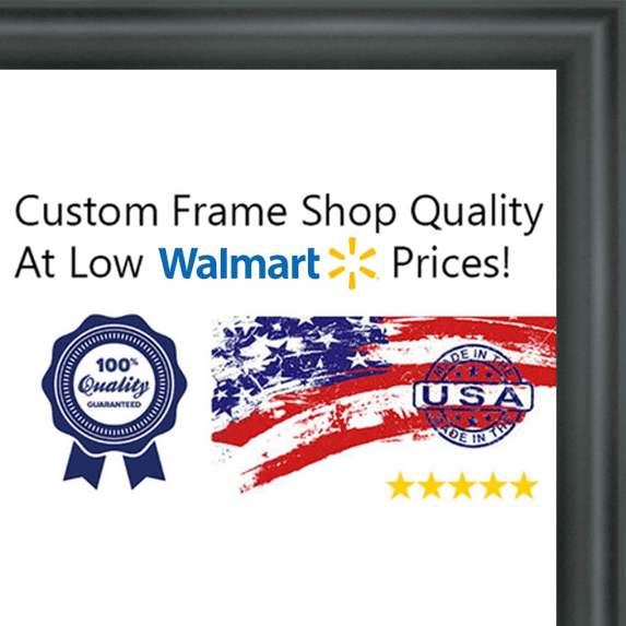 11x19 - 11 x 19 Rounded Black Solid Wood Frame with UV Framer's Acrylic & Foam Board Backing - Great For a Photo, P