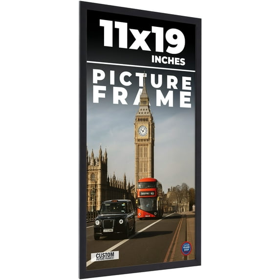 11x19 Frame Black Real Wood Picture Frame Width 0.75 inches | Interior Frame Depth 0.5 inches |