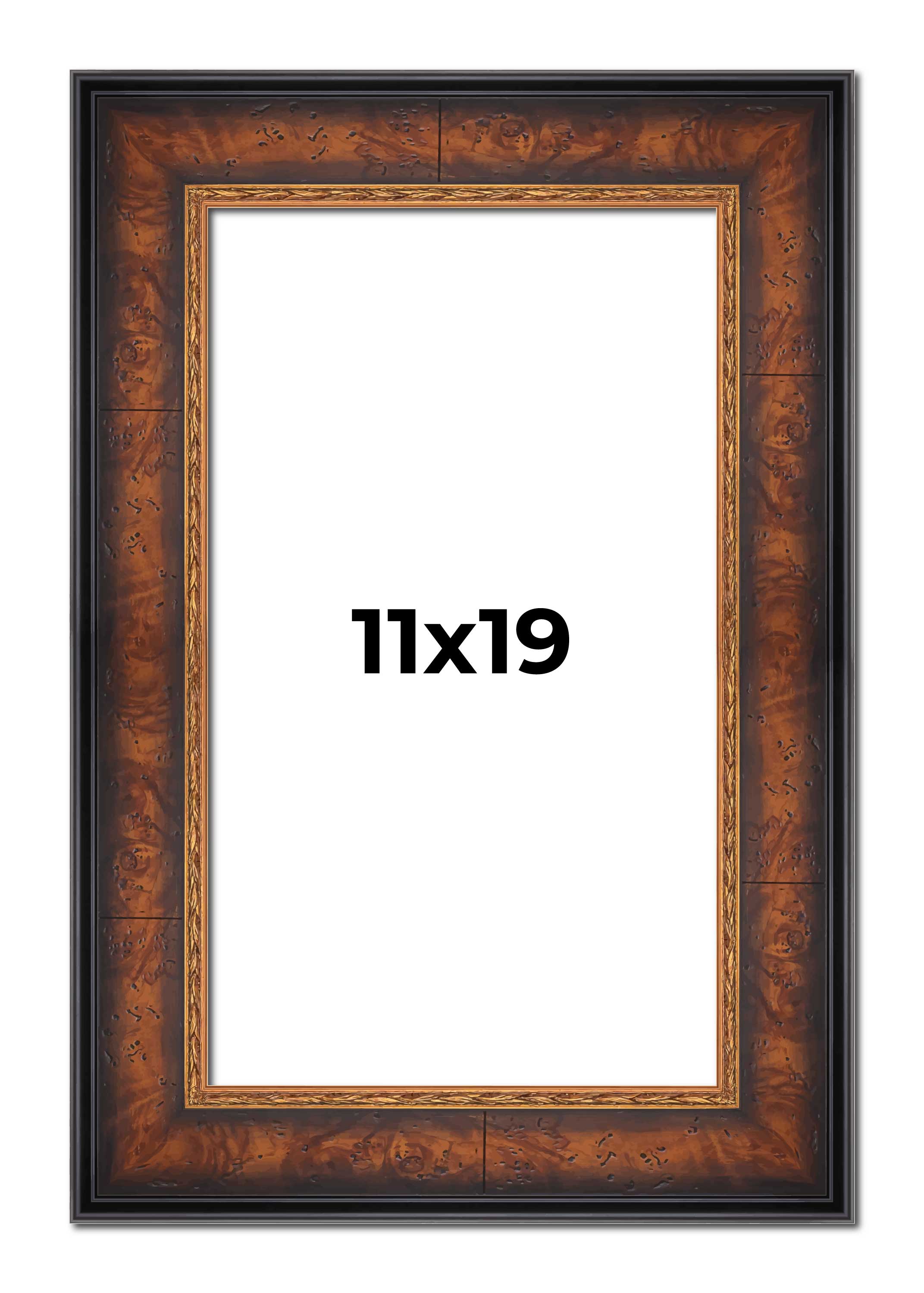 11x19 Frame Brown Walnut Gold Ornate Trim Solid Wood Plein Air Picture ...