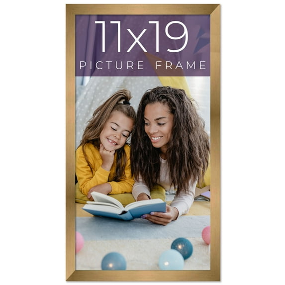 11x19 Frame Gold Bronze Solid Wood Picture Frame Width 0.75 Inches | Interior Frame Depth 0.5