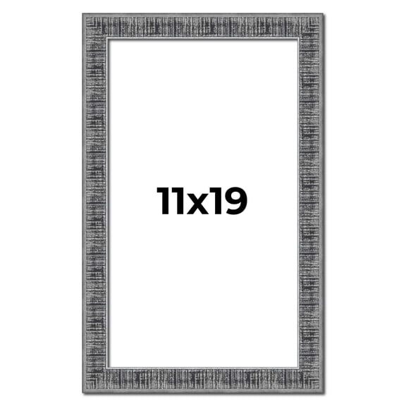 11x19 Frame Silver Black Rustic Sonoma Solid Wood Picture Frame | 1.5 Inch Moulding Width |