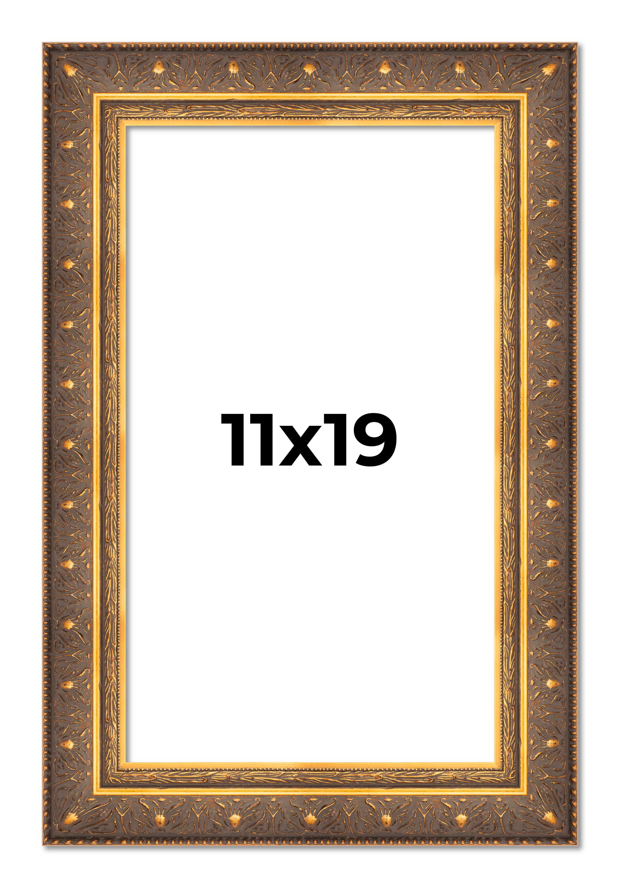 11x19 Frame Vintage Gold Solid Wood Picture Frame | 2.5 Inch Moulding ...