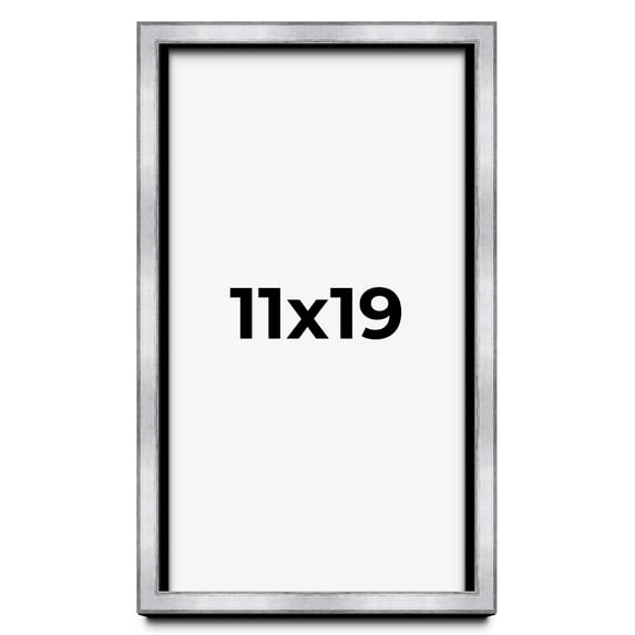 11x19 Shadow Box Frame Silver | 1.375 Inches Deep Real Wood Contemporary Shadowbox Display Frame |