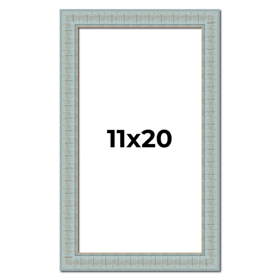11x20 Frame Blue Teal Distressed Solid Wood Picture Frame | 1.625 Inch Moulding Width | Sonoma Blue