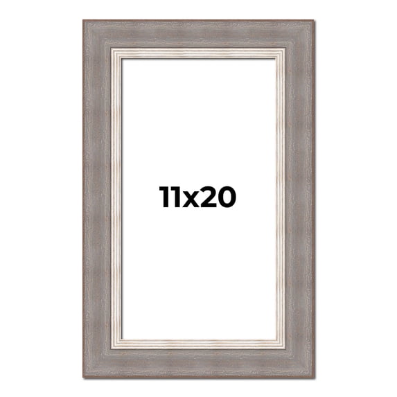 11x20 Frame Grey Real Wood Picture Frame Width 2.75 Inches | Interior Frame Depth 0.5 Inches |