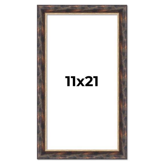 11x21 Frame Gold Real Wood Picture Frame Width 1.5 inches | Interior Frame Depth 0.5 inches |
