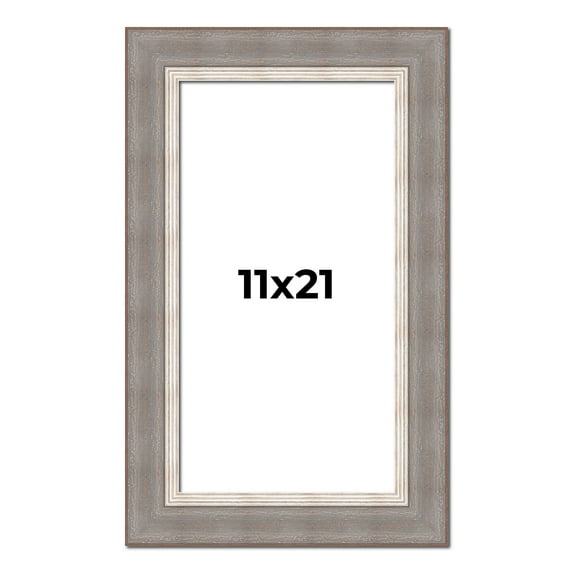 11x21 Frame Grey Real Wood Picture Frame Width 2.75 Inches | Interior Frame Depth 0.5 Inches |