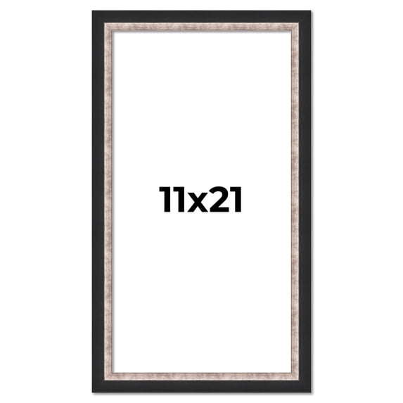 11x21 Frame Silver Real Wood Picture Frame Width 1.25 Inches | Interior Frame Depth 0.75 Inches |
