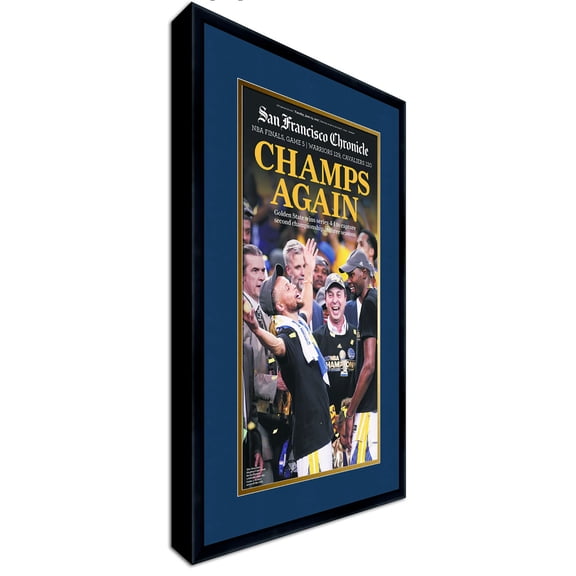 11x21 Newspaper Frame - with Navy Blue and Gold Double Mat - Made to Display Newspapers Measuring