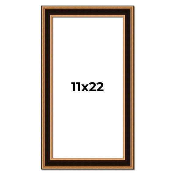 11x22 Frame Gold Brown Plein Air Vintage Solid Wood Picture Frame | 1.75 Inches Moulding Width |