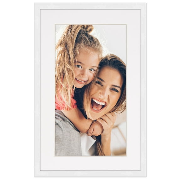 11x22 Frame with Mat - White 13x24 Frame Wood Made to Display Print or Poster Measuring 11 x 22