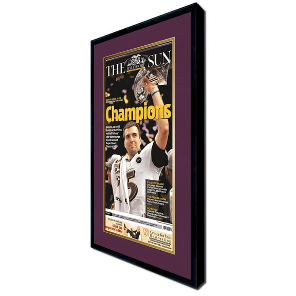 11x22 Newspaper Frame - with Purple and Gold Double Mat - Made to Display Newspapers Measuring