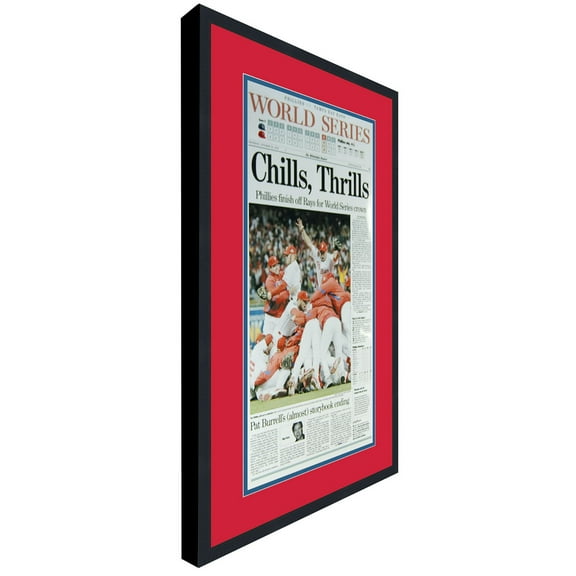 11x22 Newspaper Frame - with Red and Blue Double Mat - Made to Display Newspapers Measuring 11x22