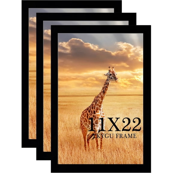 11x22 Picture Frame 3 Pack- Newspaper Frame for Assorted Media and News Articles-11x22 Wooden Frame with Plexiglass,Decorate Home and Office with Large Paintings -Fits Most Standard Newspapers