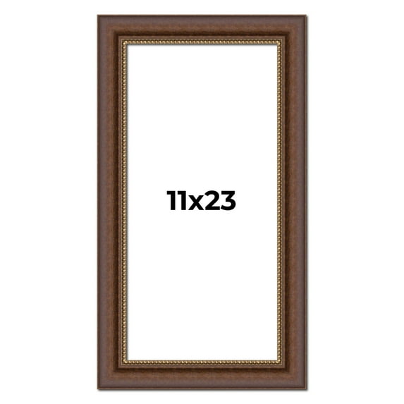 11x23 Copper and Brown Real Wood Picture Frame Width 2 inches | Interior Frame Depth 0.5 inches |