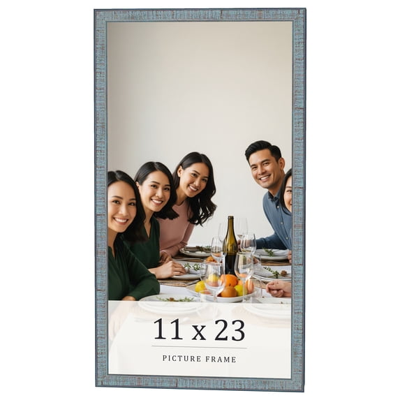11x23 Frame Blue Scuffed Farm Board Solid Wood Picture Frame Width 0.75 Inches | Interior Depth 0.5