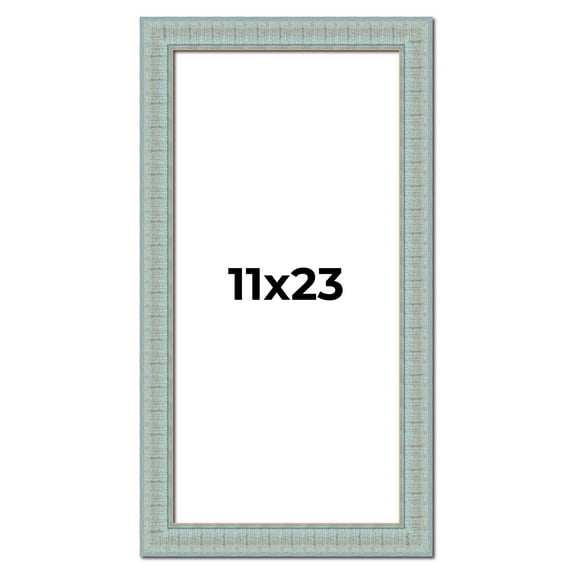 11x23 Frame Blue Teal Distressed Solid Wood Picture Frame | 1.625 Inch Moulding Width | Sonoma Blue