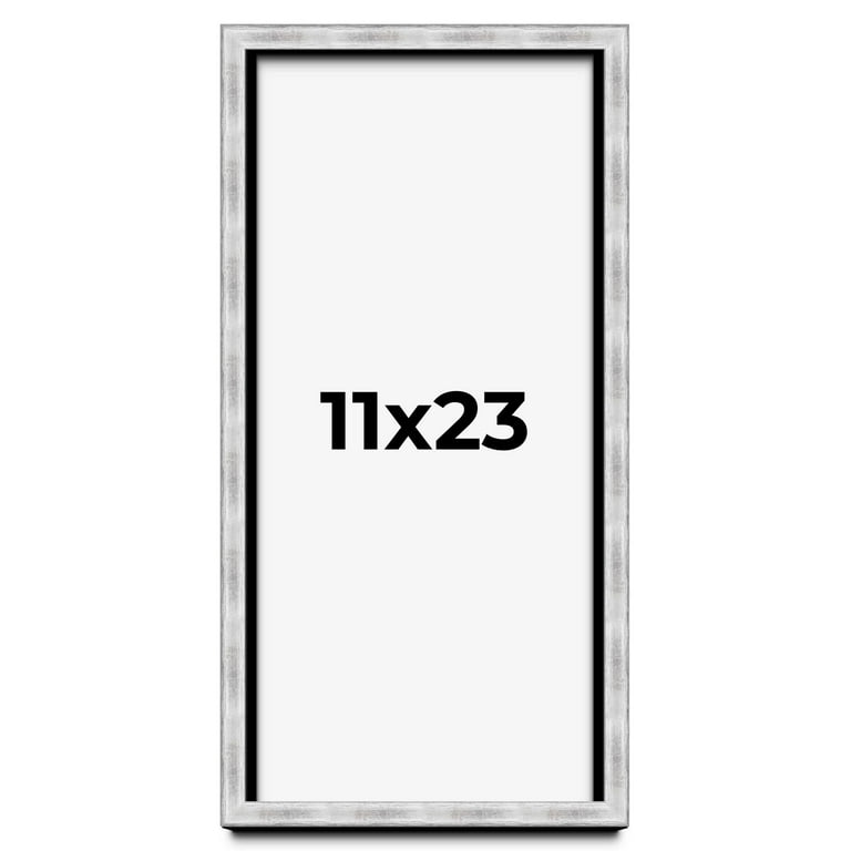 11x23 Frame Brushed Silver Solid Wood Picture Frame | 0.75 Inch