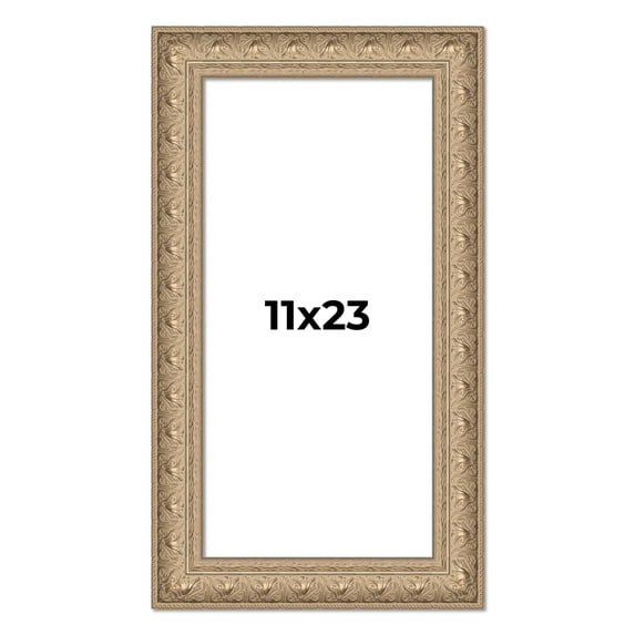11x23 Frame Ornate Silver Beaded Solid Wood Picture Frame Width 2.5 Inches | Interior Depth 1