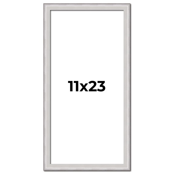 11x23 Frame Silver Inner Slope Bevel Picture Frame | 1 Inch Moulding Width | 0.75 Inch Rabbet Depth