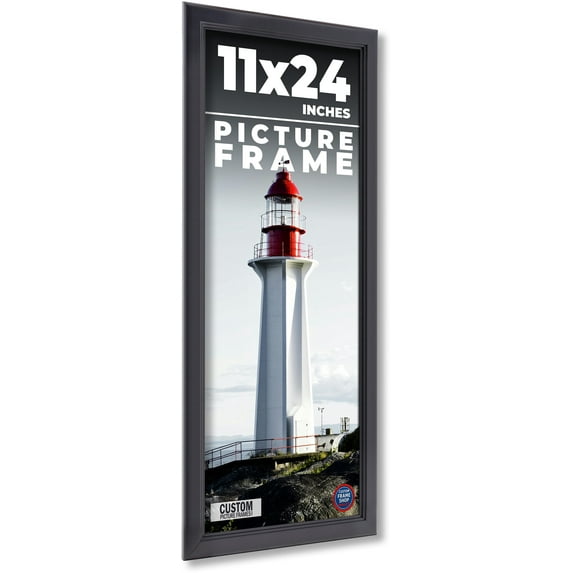 11x24 Frame Black Solid Wood Picture Frame - Complete Modern Photo Frame Includes UV Acrylic