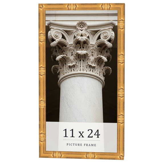 11x24 Frame Gold Bamboo Solid Wood Picture Frame | 1 Inch Moulding Width | Interior Frame Depth