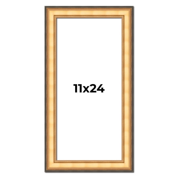 11x24 Frame Gold Plein Aire Solid Wood Picture Frame Width 2 Inches | Interior Frame Depth 0.5