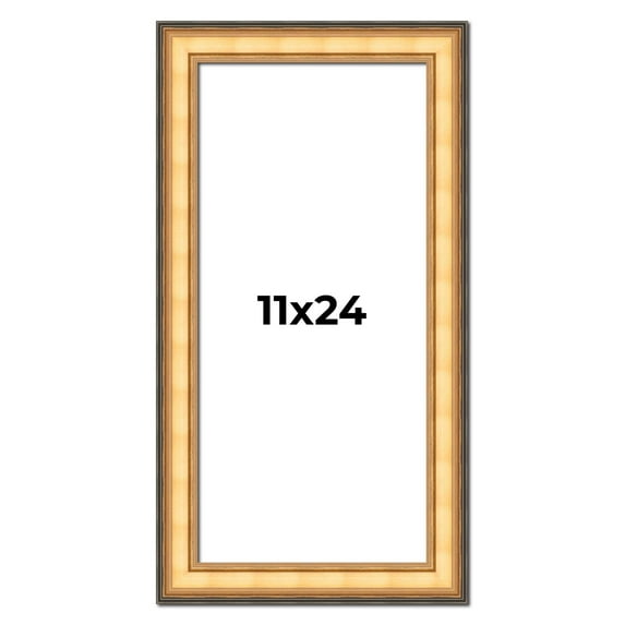 11x24 Frame Gold Plein Aire Solid Wood Picture Frame Width 2 Inches | Interior Frame Depth 0.5