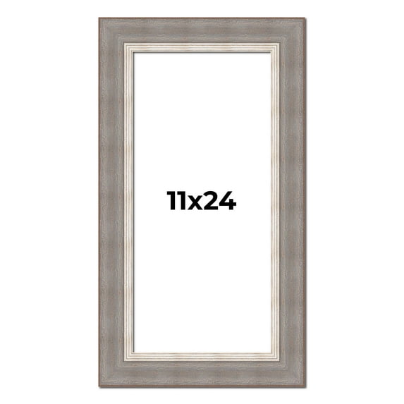 11x24 Frame Grey Real Wood Picture Frame Width 2.75 Inches | Interior Frame Depth 0.5 Inches |