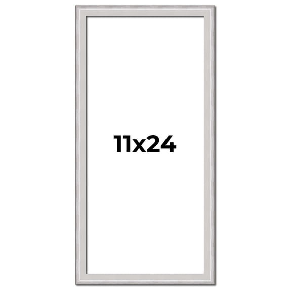 11x24 Frame Silver Inner Slope Bevel Picture Frame | 1 Inch Moulding Width | 0.75 Inch Rabbet Depth