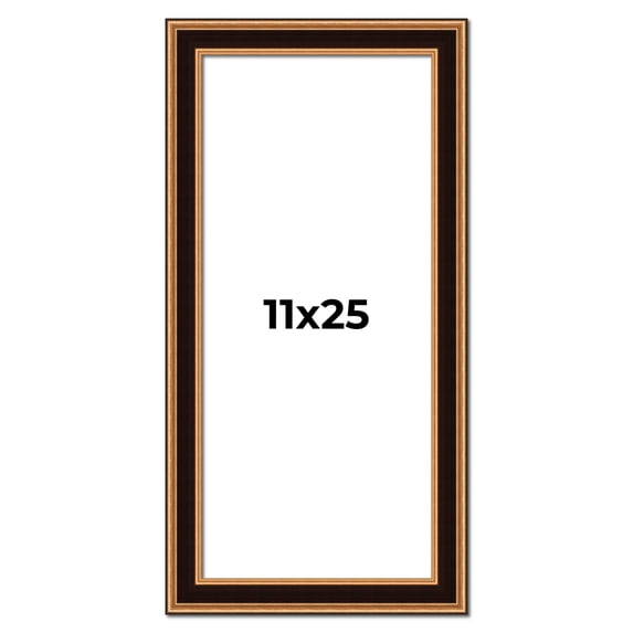 11x25 Frame Gold Brown Plein Air Vintage Solid Wood Picture Frame | 1.75 Inches Moulding Width |