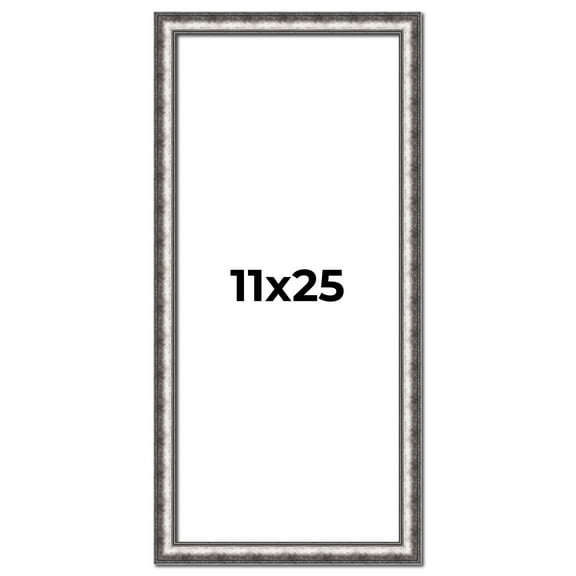 11x25 Frame Silver Real Wood Picture Frame Width 1.125 Inches | Interior Frame Depth 0.5 Inches |