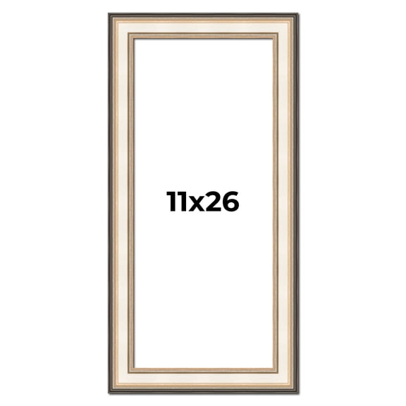 11x26 Frame Gold Silver Plein Aire 2" Inch Wide Moulding Solid Wood Picture Frame | Modena