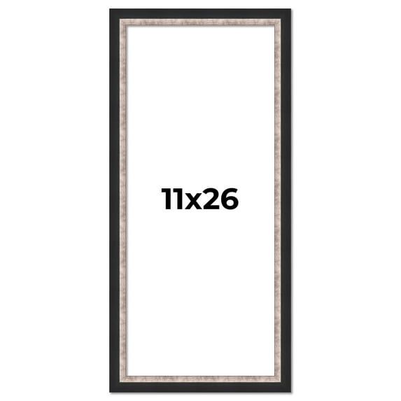 11x26 Frame Silver Real Wood Picture Frame Width 1.25 Inches | Interior Frame Depth 0.75 Inches |
