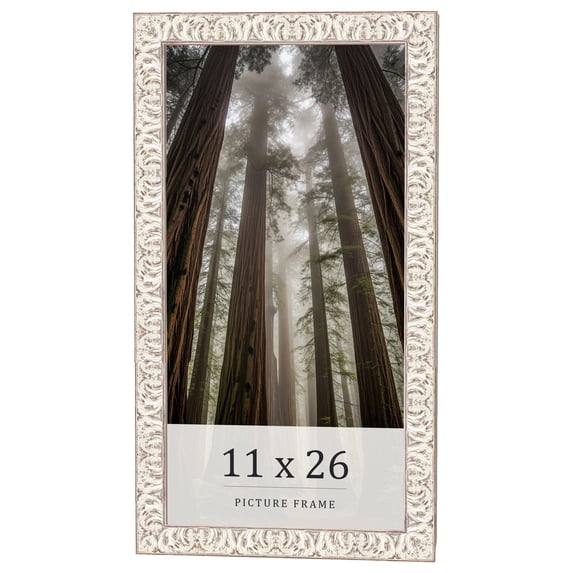 11x26 Frame White Real Wood Picture Frame Width 1.5 inches | Interior Frame Depth 0.5 inches |