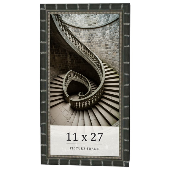 11x27 Frame Black Bamboo Solid Wood Picture Frame Width 1.5 Inches | Interior Frame Depth 0.5