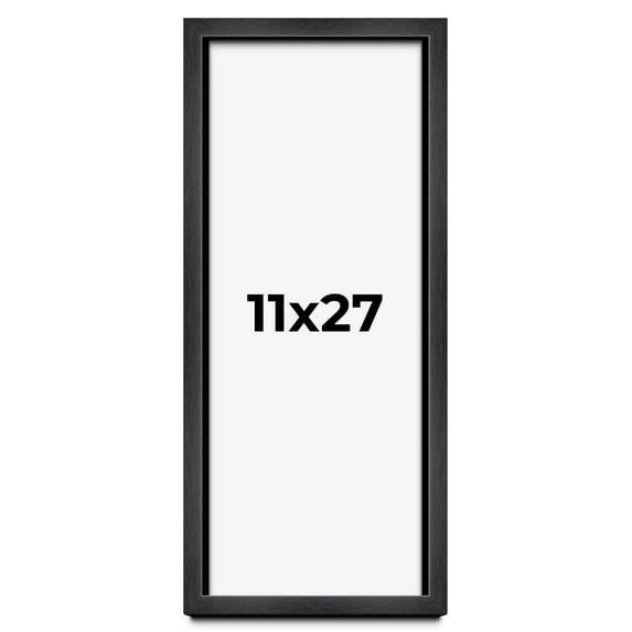 11x27 Frame Black Charcoal Grey Wood Textured Picture Frame | 0.75 Inch Moulding Width | Gunmetal