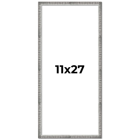 11x27 Frame Silver Picture Frame - Complete Modern Photo Frame Includes UV Acrylic Shatter Guard
