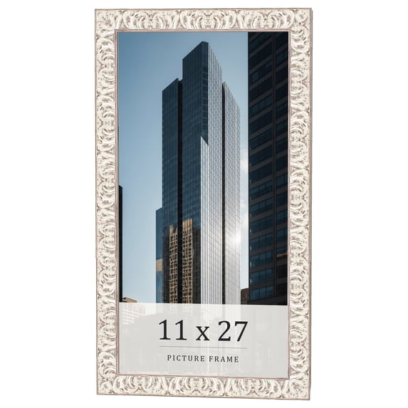 11x27 Frame White Real Wood Picture Frame Width 1.5 inches | Interior Frame Depth 0.5 inches |