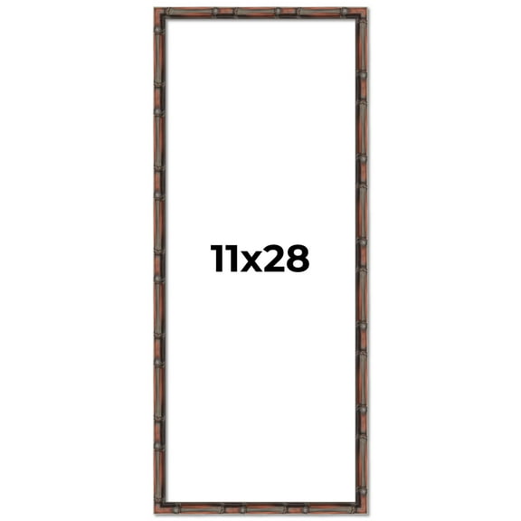 11x28 Frame Brown Bamboo with Dark Coffee/Walnut Finish | Solid Wood Picture Frame Width 0.75