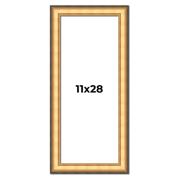 11x28 Frame Gold Plein Aire Solid Wood Picture Frame Width 2 Inches | Interior Frame Depth 0.5