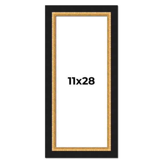 11x28 Frame Gold Real Wood Picture Frame Width 2.25 Inches | Interior Frame Depth 0.5 Inches |