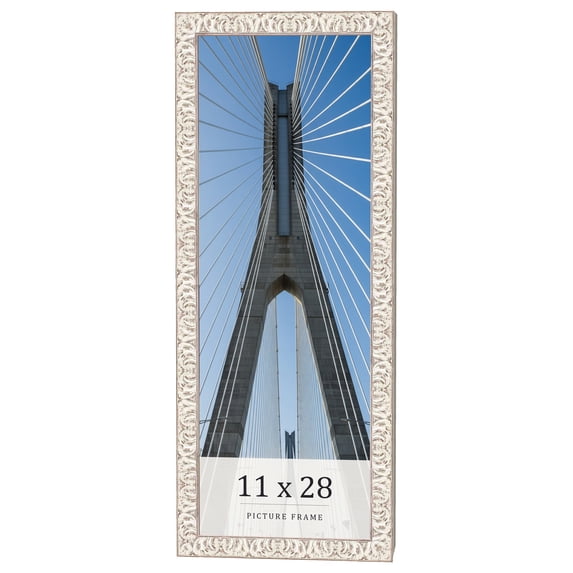 11x28 Frame White Real Wood Picture Frame Width 1.5 inches | Interior Frame Depth 0.5 inches |