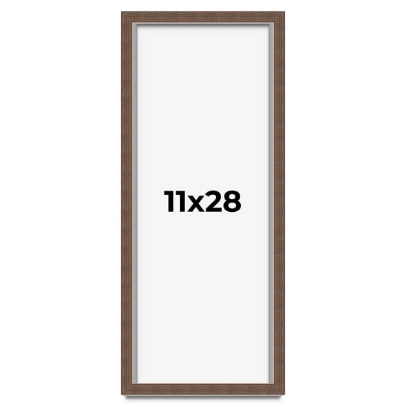 11x28 Shadow Box Frame Brown | 1.125 inches Deep Real Wood Rustic Shadowbox Display Frame | UV